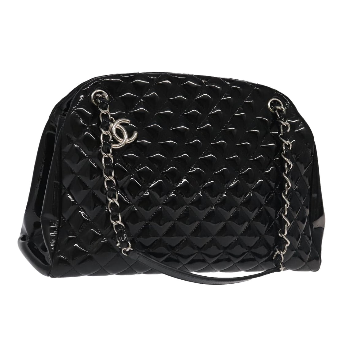 Black Chanel Just Mademoiselle Bubble Shoulder Bag: Black Chanel Just Mademoiselle Bubble Shoulder Bag This Chanel Bubble Just Mademoiselle bag features a black exterior with slight rubbing on the surface, shoulder strap, and corners. The interior and