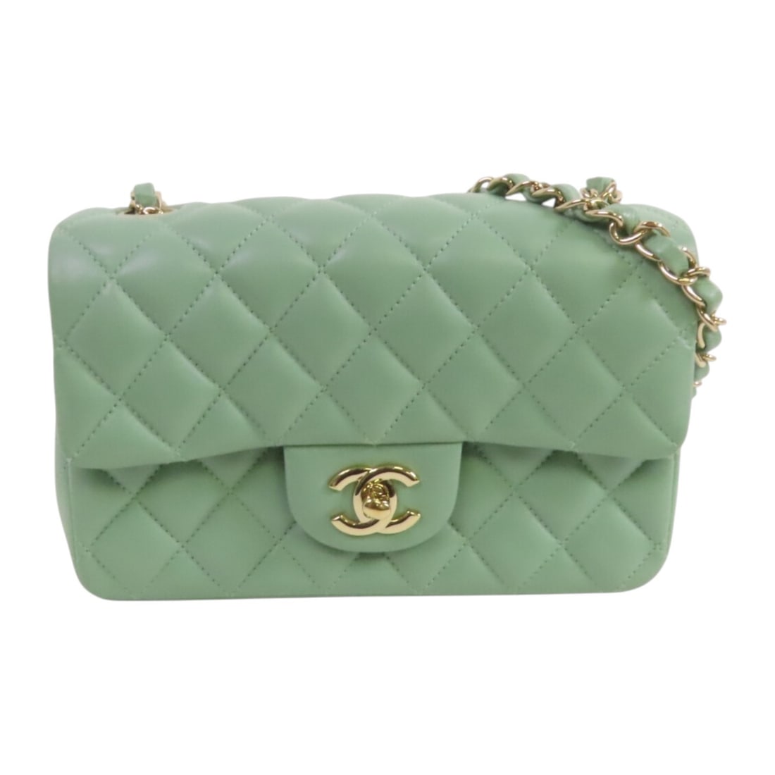 CHANEL Mini Classic 20 Green Lambskin Shoulder Bag GHW (1 of 17)