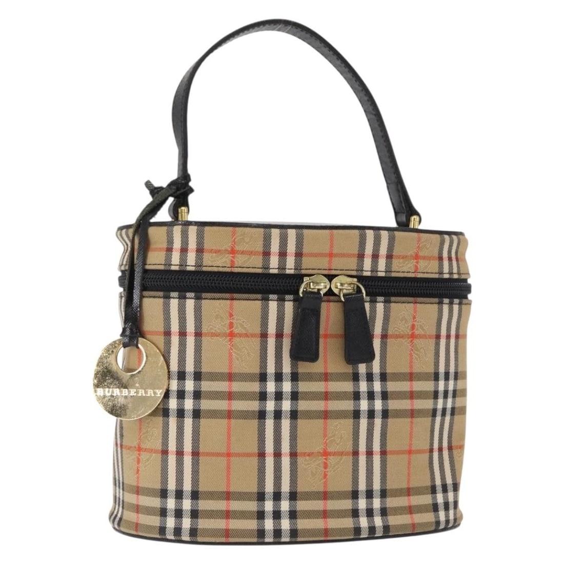 BURBERRY Nova Check Beige Gold Canvas Hand Bag Authentic AM10060V: BURBERRY Nova Check Beige Gold Canvas Hand Bag Authentic AM10060V This Burberry Nova Check Vanity Hand Bag combines chic style with practicality. Crafted from durable canvas in a sophisticated beige a