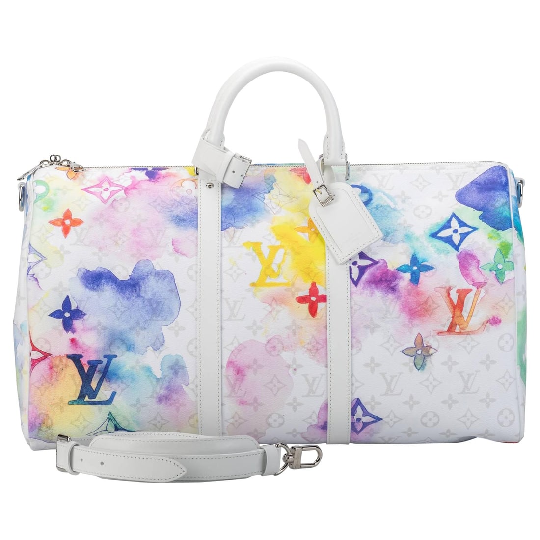 Louis Vuitton Watercolor Keepall 50 Limited Edition by Virgil Abloh: Louis Vuitton Watercolor Keepall 50 Limited Edition by Virgil Abloh Introducing the Louis Vuitton Watercolor Keepall Bag 50, a stunning limited edition piece designed by Virgil Abloh as part of the wa