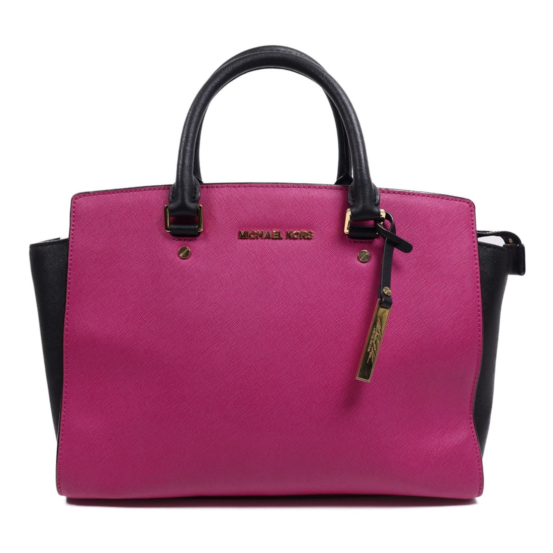 Michael Kors 2 Way Shoulder Bag Calfskin Leather Black Pink (1 of 17)