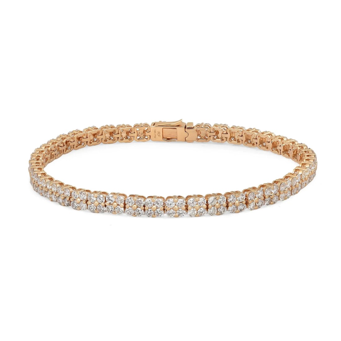 Rachel Koen 18K Yellow Gold Diamond Tennis Bracelet 4.77ct 7 Inch: Rachel Koen 18K Yellow Gold Diamond Tennis Bracelet 4.77ct 7 Inch This exquisite tennis bracelet by Rachel Koen features a stunning array of prong set round brilliant cut diamonds, elegantly crafted i