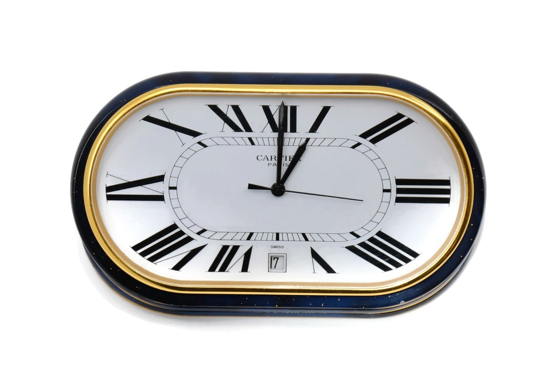 Cartier Accordion Desk Clock Blue 5.5x3 Inches 100% Authentic (1 of 4)