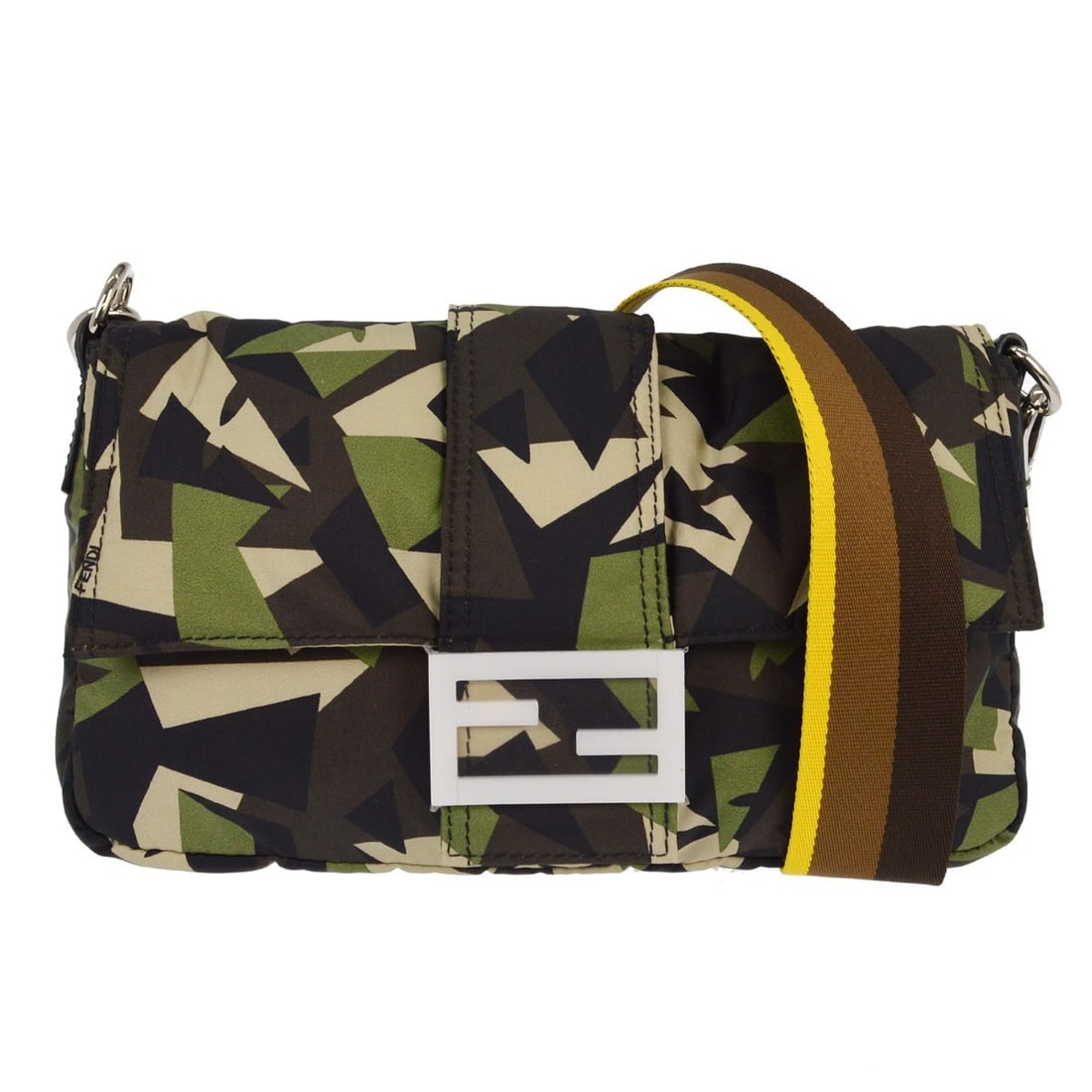 Fendi Baguette Mamma Shoulder Bag Green Camouflage Nylon 7VA472 (1 of 5)