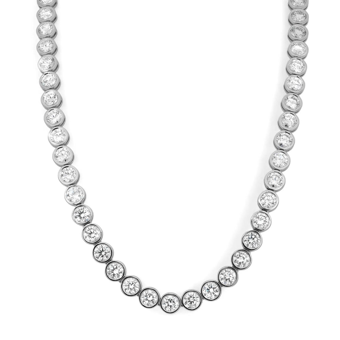 Rachel Koen 31.26Ctw Bezel Set Lab Grown Diamond Tennis Necklace 14K White Gold (1 of 5)