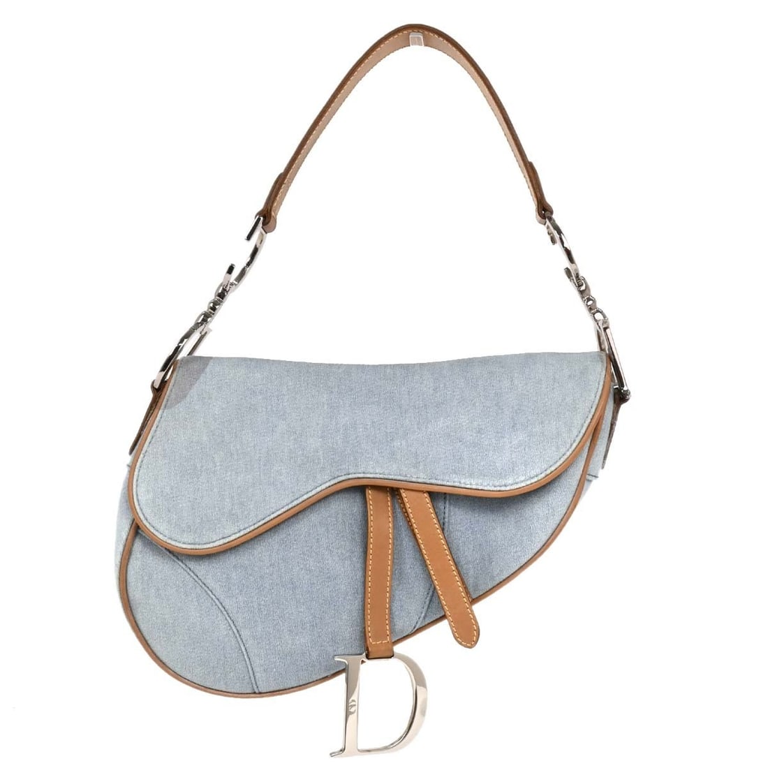 Christian Dior Light Blue Canvas Saddle Handbag RU0011 Italy (1 of 10)