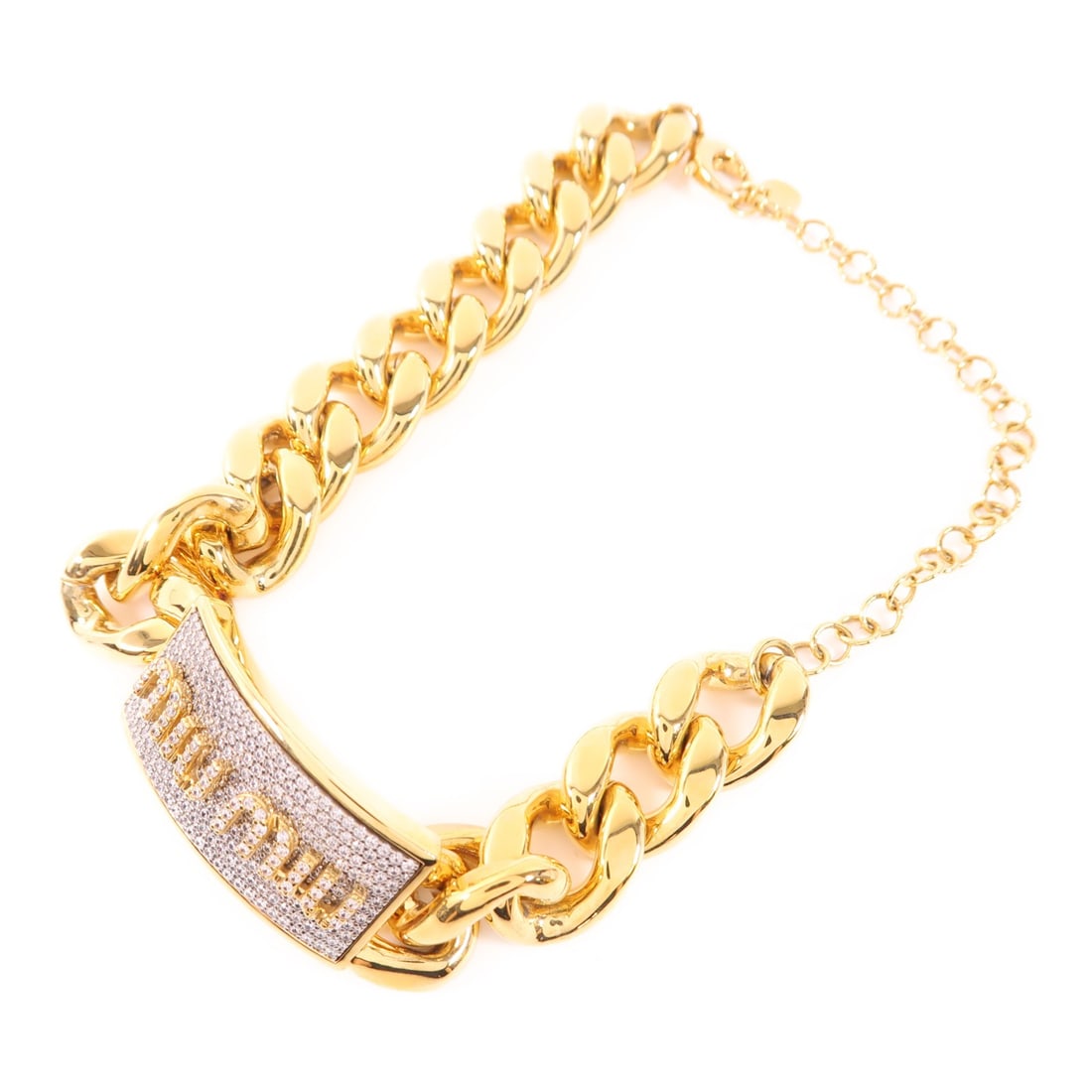 Miu Miu Gold Necklace Elegant Minimalist Design: Miu Miu Gold Necklace Elegant Minimalist Design Elevate your accessory collection with this exquisite Miu Miu necklace. Crafted with a striking gold color, this piece exemplifies elegance and style. M