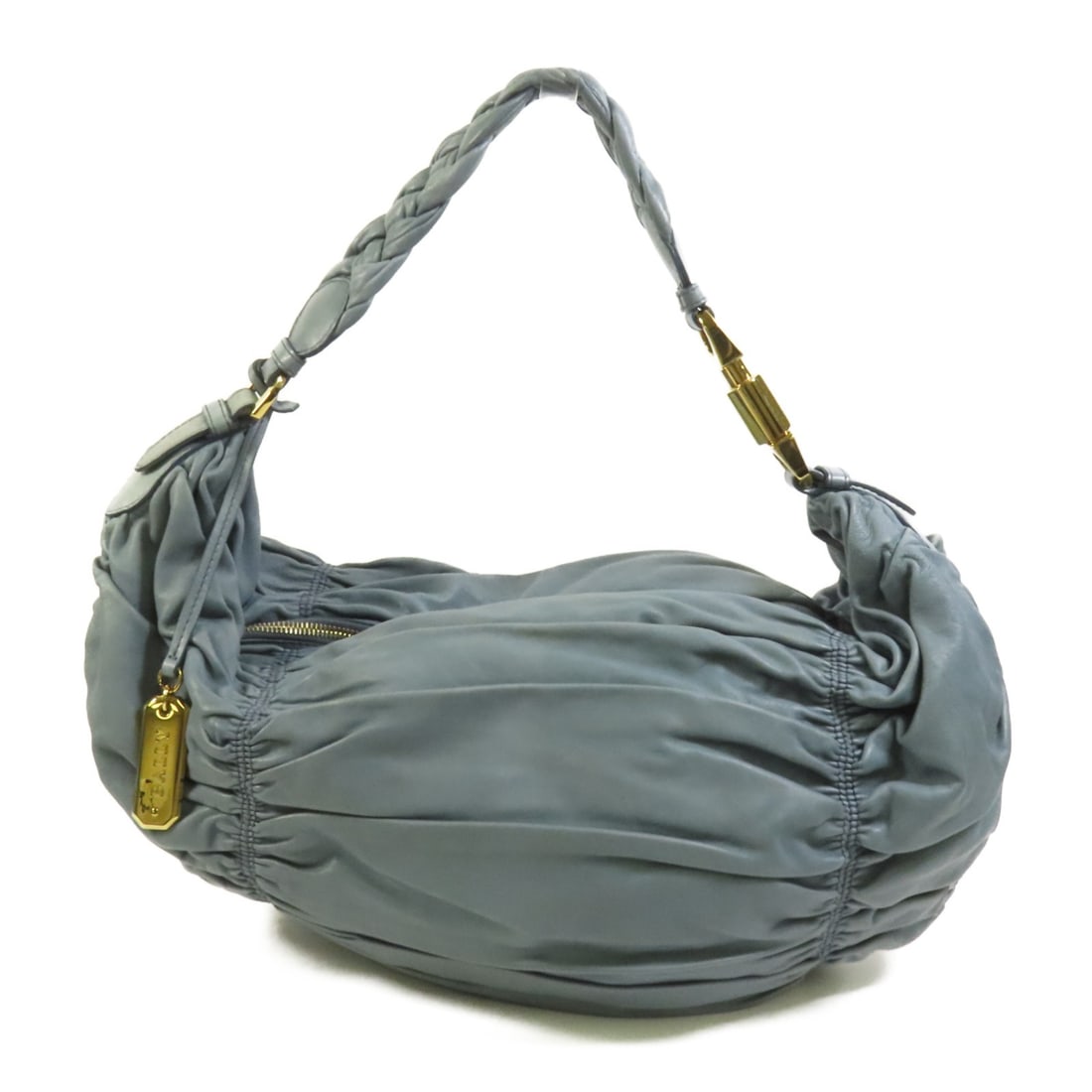 Blue Lambskin Bally Shoulder Bag with Gold Tone Hardware: Blue Lambskin Bally Shoulder Bag with Gold Tone Hardware This BALLY shoulder bag is crafted from luxurious lambskin leather in a blue color. Made in Switzerland, it features a classic shoulder bag sty