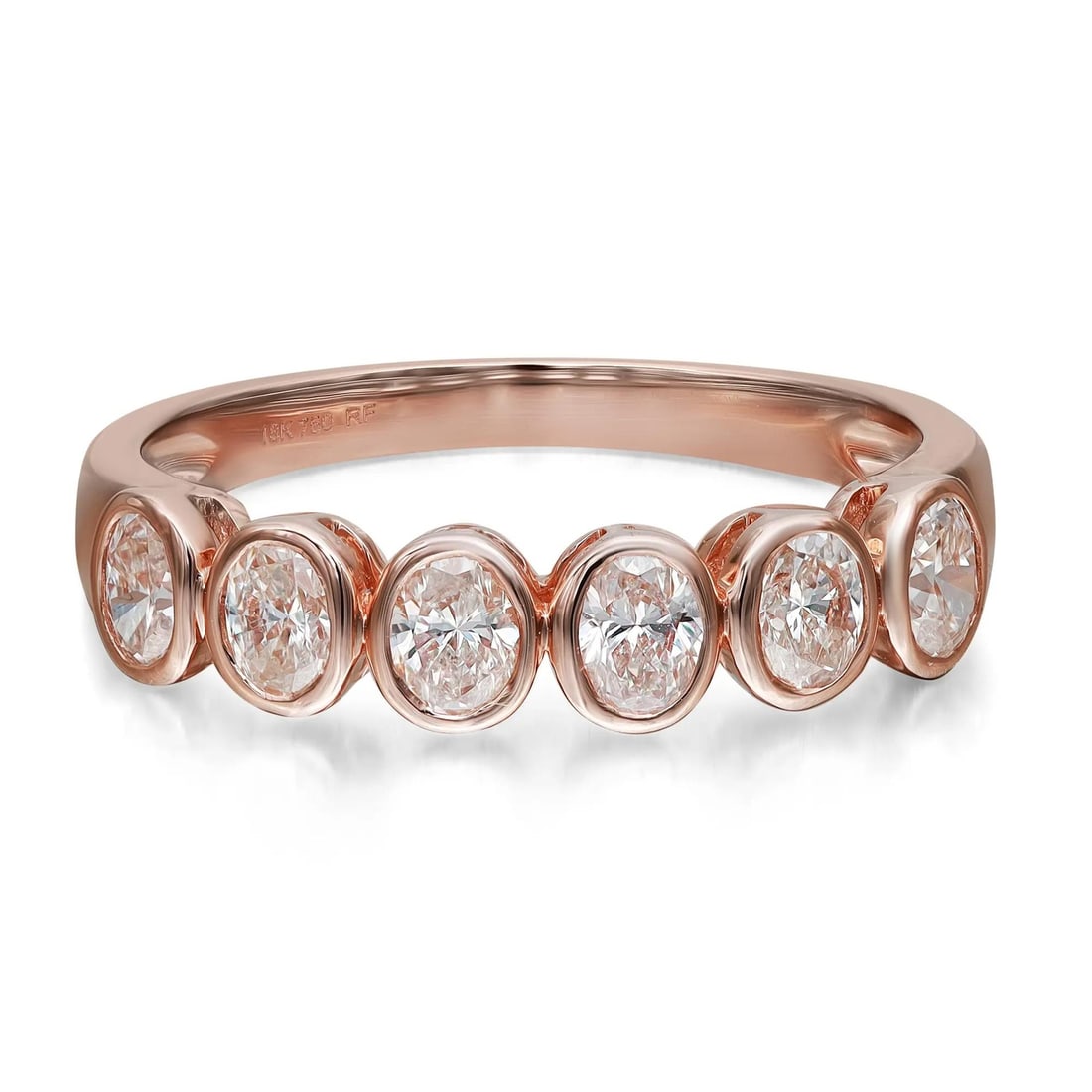 Rachel Koen 0.85ct Oval Cut Diamond Eternity Band Ring 18K Rose Gold (1 of 7)