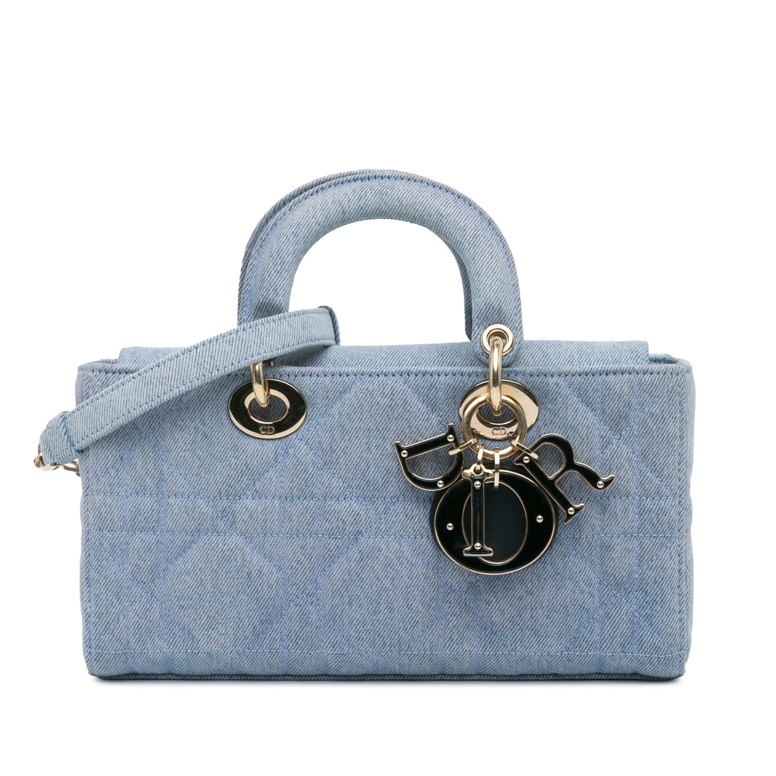 Dior Medium Denim Macrocannage Lady D Joy Bag Blue: Dior Medium Denim Macrocannage Lady D Joy Bag Blue Introducing the Dior Small Denim Macrocannage Lady D Joy, a trendy and stylish bag crafted from quilted denim. This chic accessory features flat top