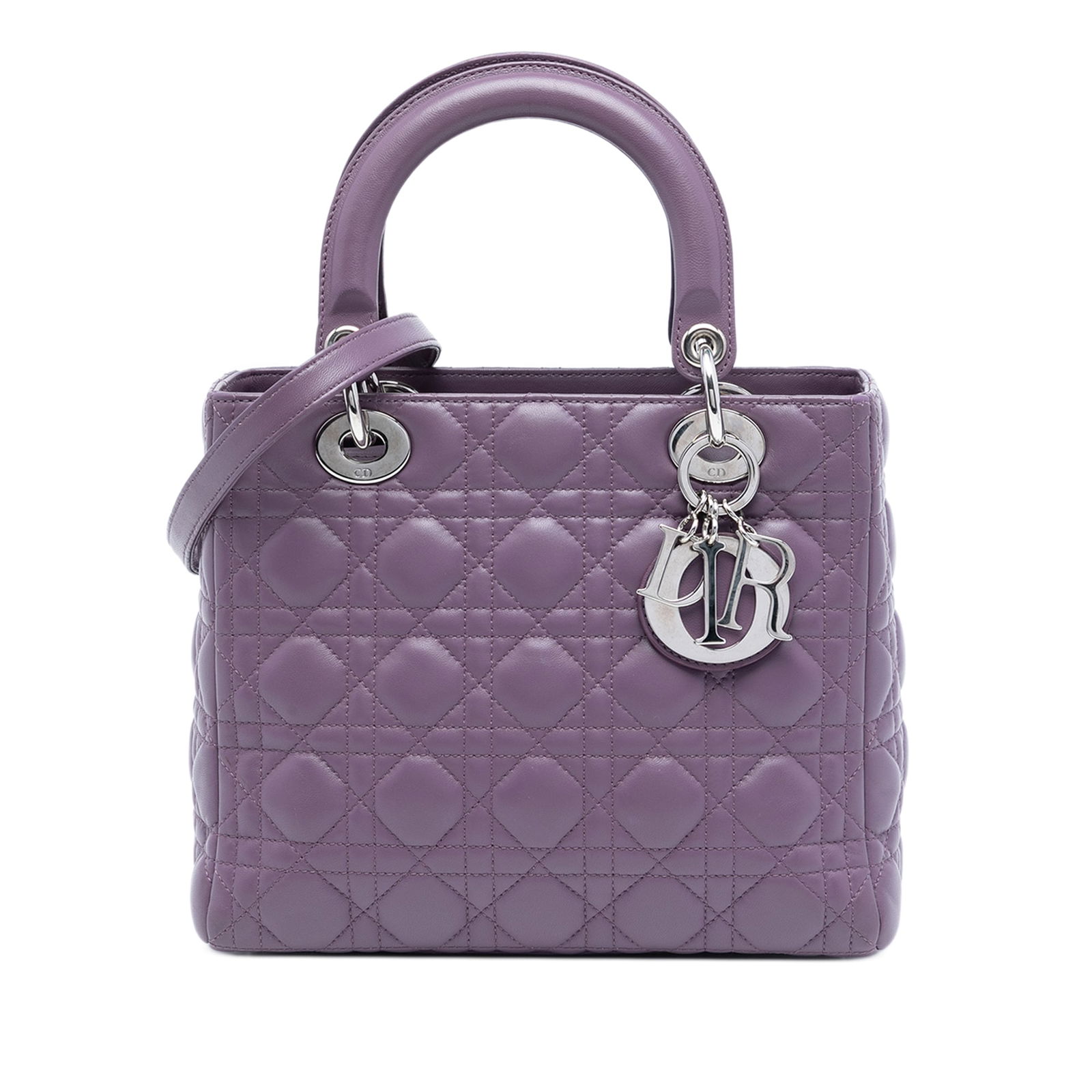 Dior Lady Dior Purple Quilted Medium Lambskin Bag with Detachable Strap (1 of 7)