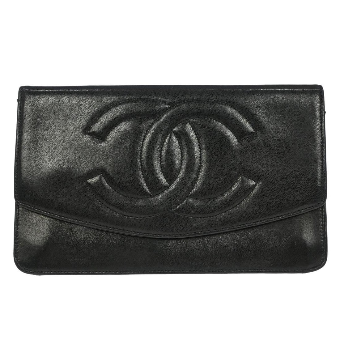 Chanel Vintage Black Lambskin Bifold Wallet Purse (1 of 8)