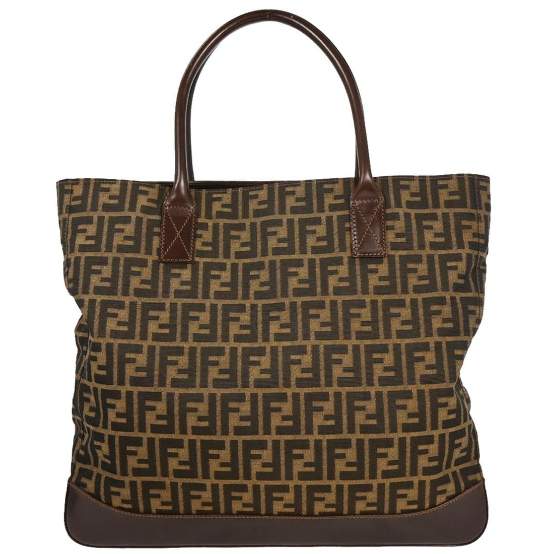 Fendi Zucca Brown Canvas Tote Bag with Double Handles (1 of 10)