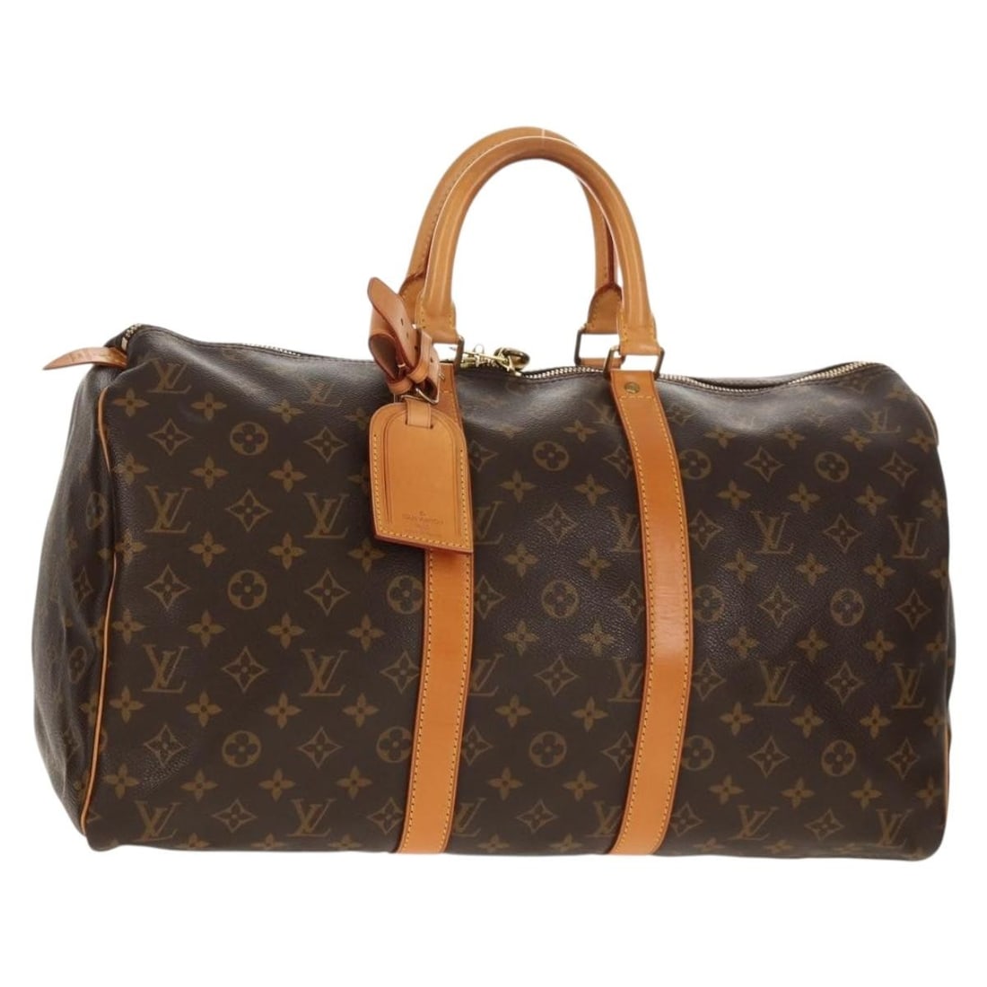 LOUIS VUITTON Monogram Keepall 45 Boston Bag M41428 with Dust Bag and Key: LOUIS VUITTON Monogram Keepall 45 Boston Bag M41428 with Dust Bag and Key Elevate your style with this authentic LOUIS VUITTON Monogram Keepall 45 Boston Bag. Crafted from durable Monogram Canvas, thi