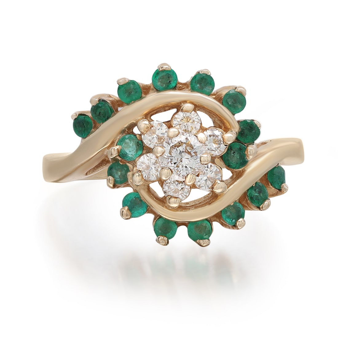 Rachel Koen 14K Yellow Gold Emerald Diamond Cocktail Ring 0.58ctw Size 6.75 (1 of 5)