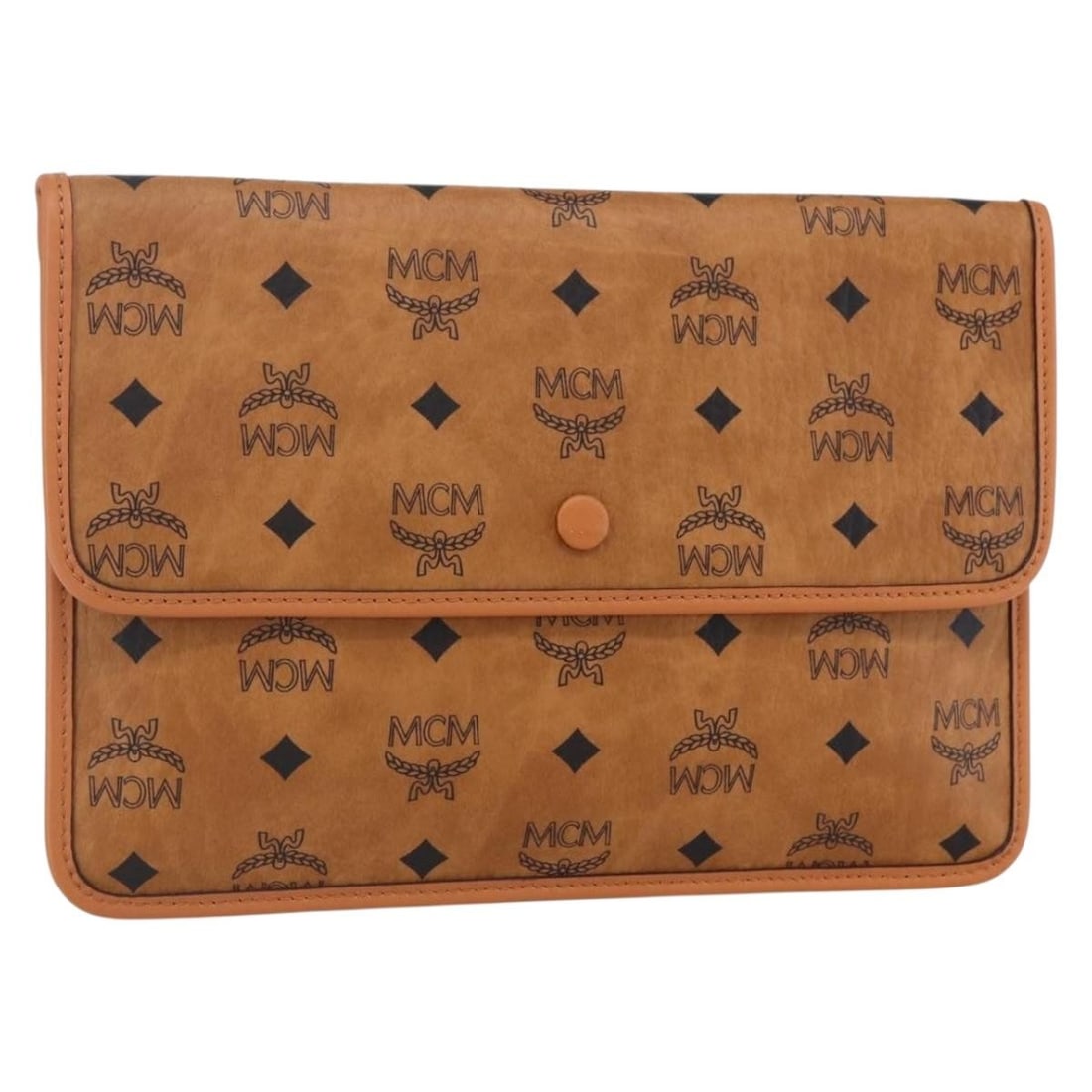 MCM Logogram Vicetos Clutch Bag Brown Gold PVC Leather (1 of 14)
