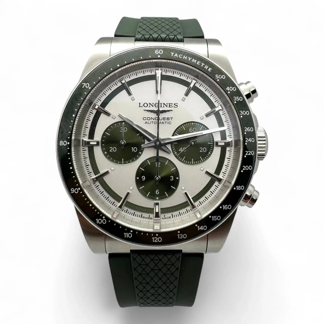 Men's Longines Conquest 42mm Automatic Chronograph Silver Dial Watch L3.835.4.02.9 (1 of 4)