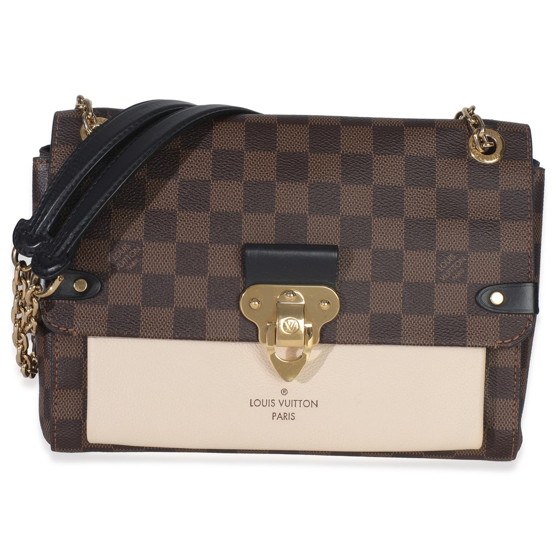 Vavin PM Beige Brown Canvas Crossbody Shoulder Bag by Louis Vuitton: Vavin PM Beige Brown Canvas Crossbody Shoulder Bag by Louis Vuitton This Louis Vuitton Vavin PM is crafted from beige and brown Damier Ebene coated canvas with gold-tone hardware. Designed for versati