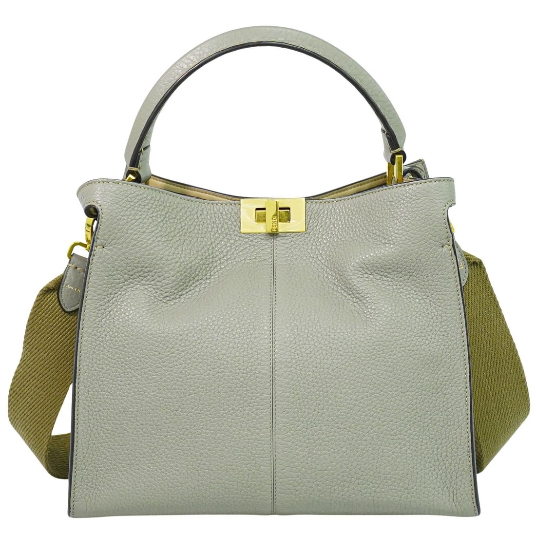Fendi Peekaboo X-Lite Medium Gray Shoulder Bag: Fendi Peekaboo X-Lite Medium Gray Shoulder Bag This pre-owned Fendi Peekaboo X-Lite Medium shoulder bag features a gray exterior and is designed for female use. It is in excellent condition with only