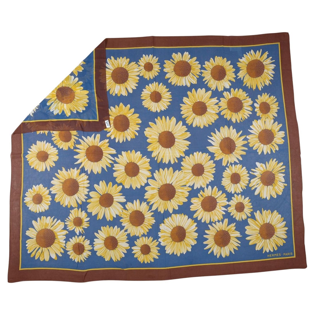 Blue Sunflower Print Cotton Sarong by Hermes France (1 of 5)