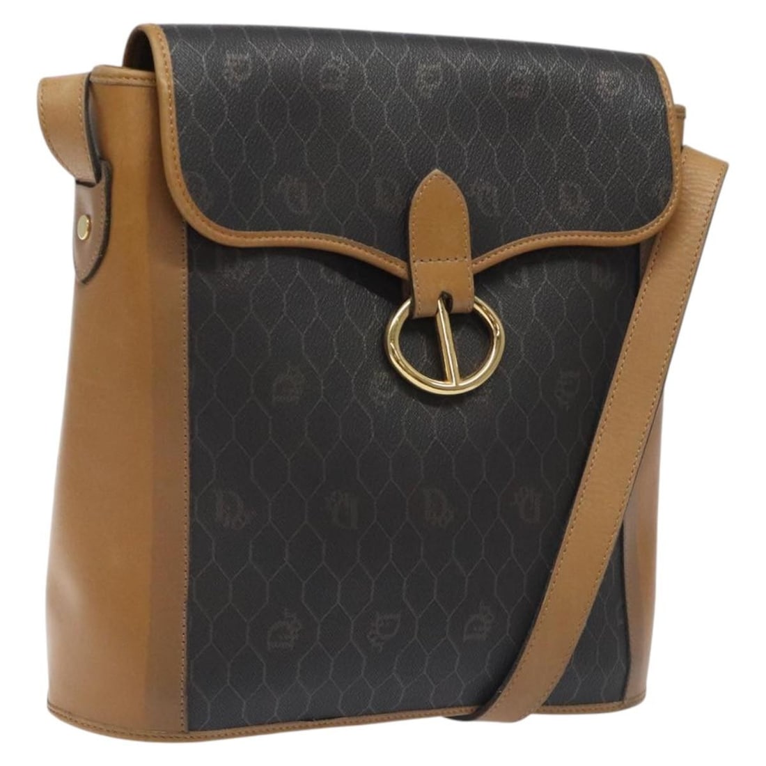 Black Vintage Honeycomb Flap Shoulder Bag by Christian Dior: Black Vintage Honeycomb Flap Shoulder Bag by Christian Dior This Christian Dior vintage honeycomb flap crossbody bag features a black exterior with gold-tone metal fittings. The bag shows signs of use