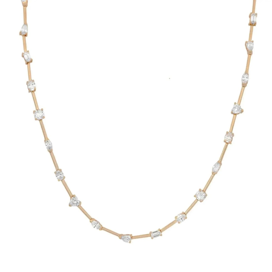 Rachel Koen Multi Shape Lab Grown Diamond Tennis Necklace 4.78Cttw 14K Yellow Gold (1 of 5)