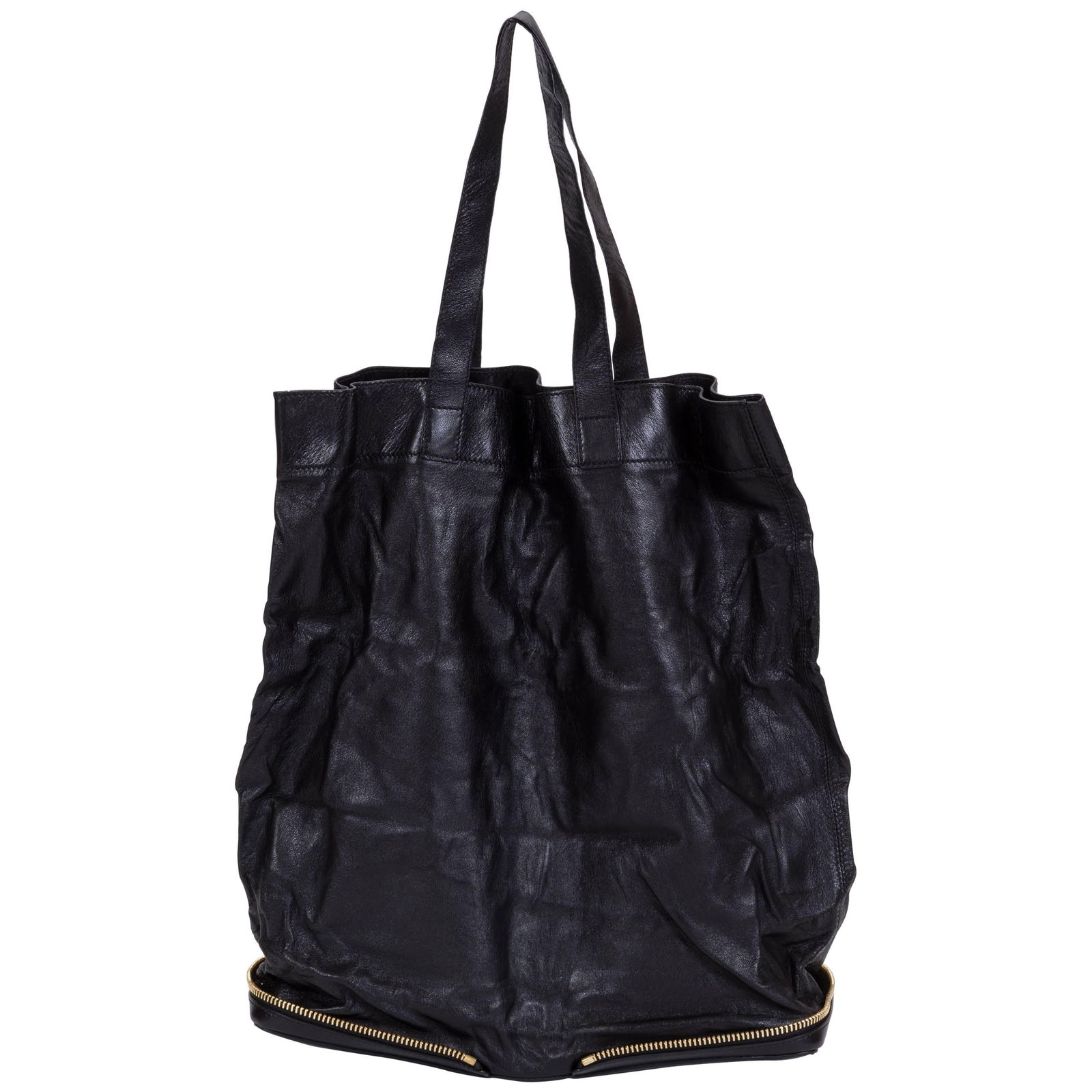 Chloe Black Leather Foldable Tote Bag with Gold Tone Details (1 of 10)