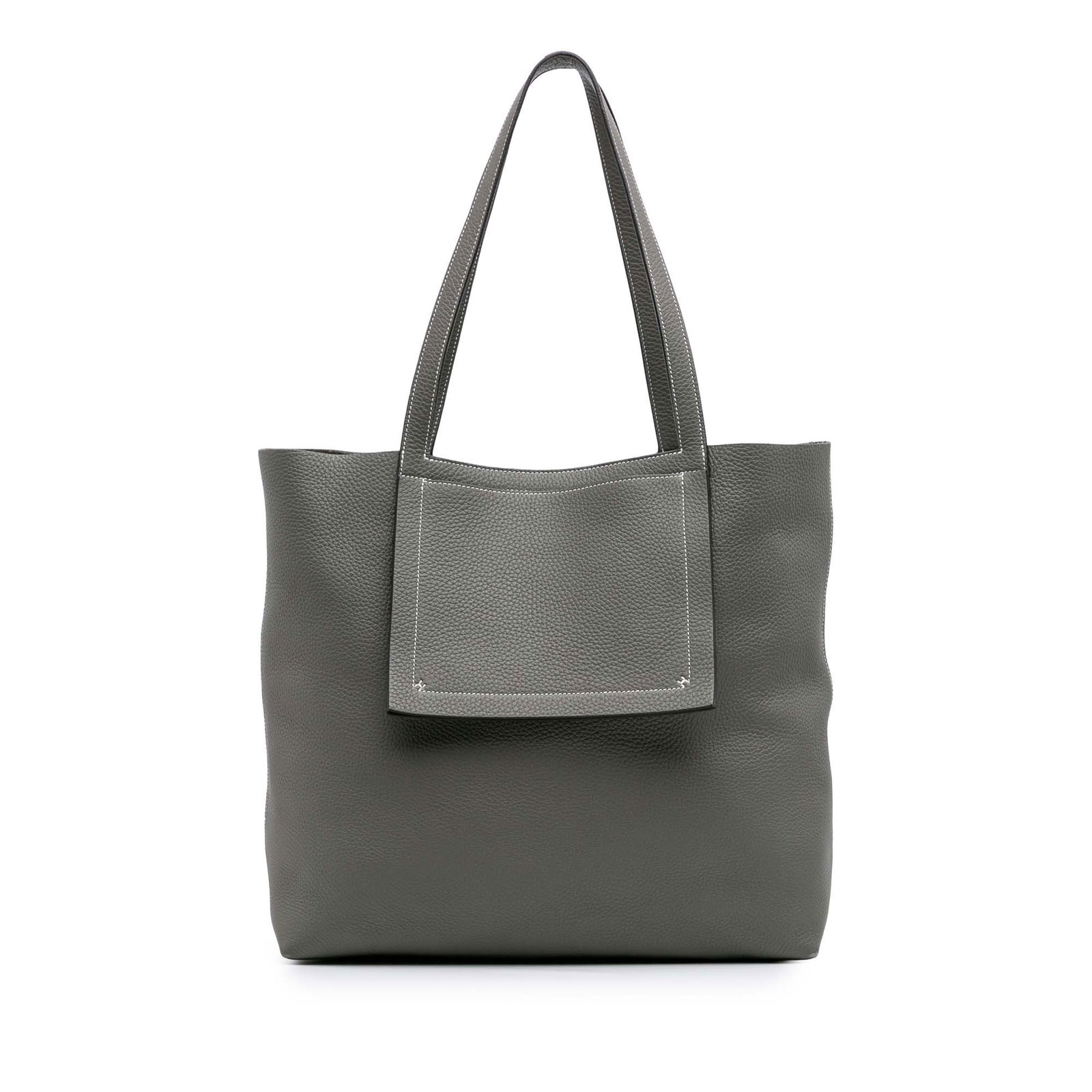 Hermes Taurillon Clemence Cabasellier 46 Gray Leather Tote (1 of 10)