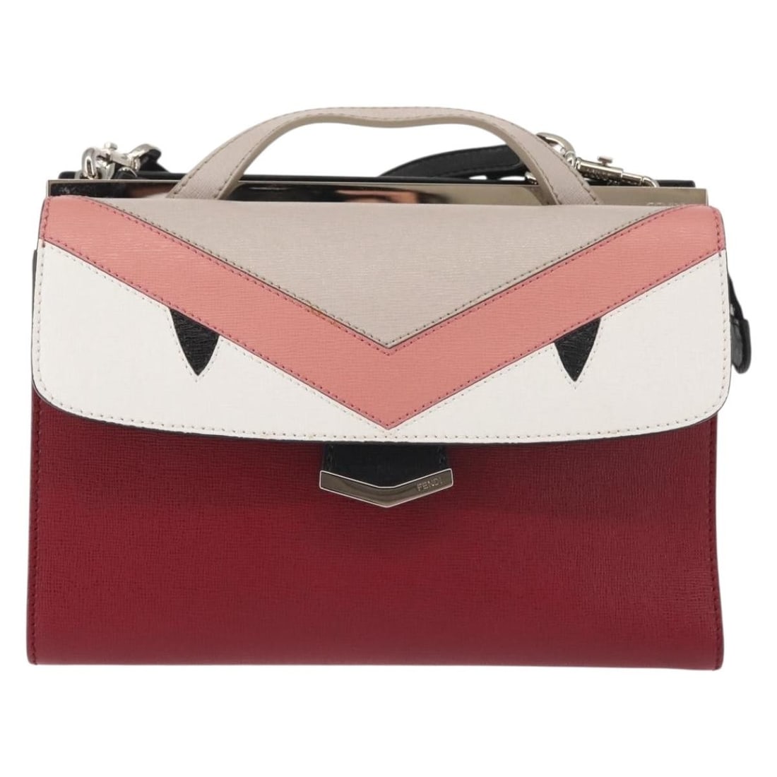 Red and Silver Fendi Demi Jour Monster Bag: Red and Silver Fendi Demi Jour Monster Bag This Fendi Monster Demi Jour bag features a striking red and silver color combination and showcases the distinctive Monster motif. It is crafted to offer bot