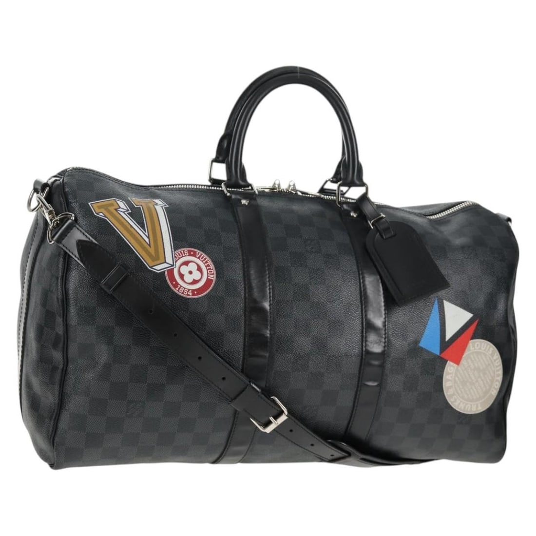 Keepall Bandouliere 45 gray travel bag by Louis Vuitton: Keepall Bandouliere 45 gray travel bag by Louis Vuitton This pre-owned Louis Vuitton Keepall Bandouliere 45 bag in gray features a spacious design suitable for travel or everyday use. The bag shows si