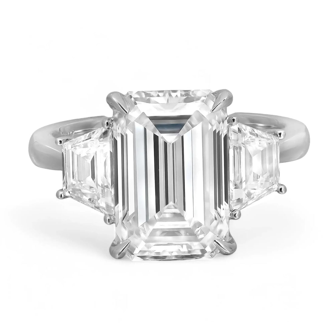 Rachel Koen 18K White Gold Three Stone Lab Grown Diamond Ring 5.72Ctw (1 of 5)