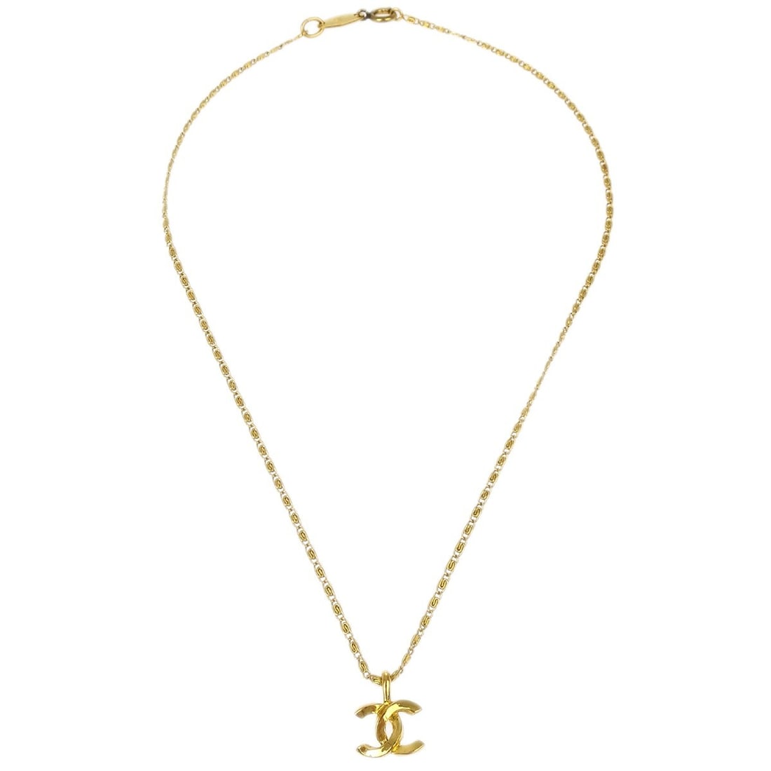 Gold Chanel Necklace Featuring CC Logo Pendant (1 of 2)