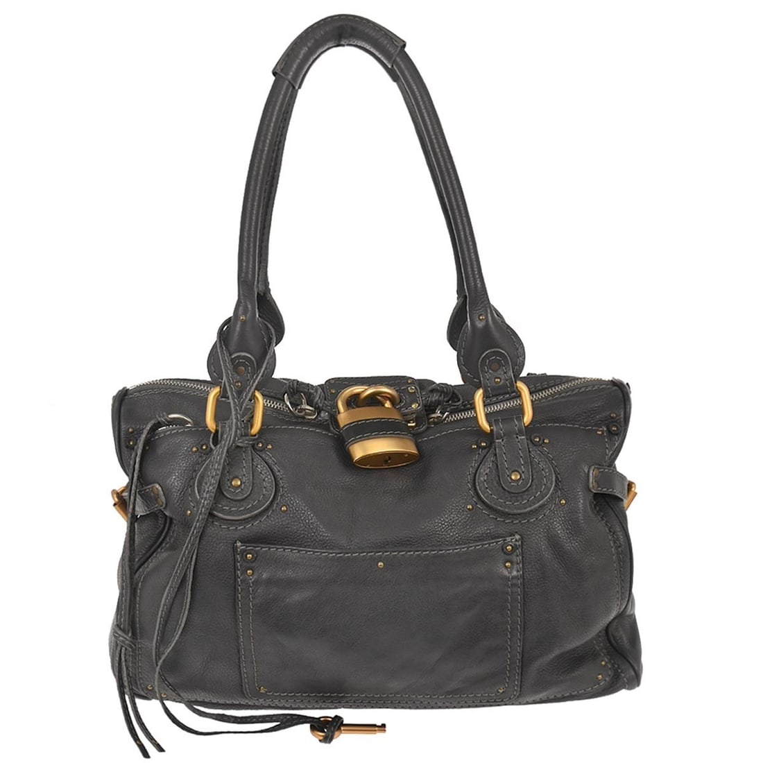 Paddington Large Gray Leather Top Handle Bag by Chloe (1 of 10)