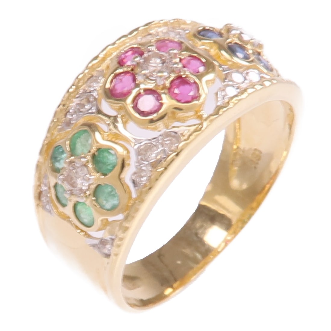18K Yellow Gold Ring with Multiple Gemstones US Size 6.5 (1 of 9)