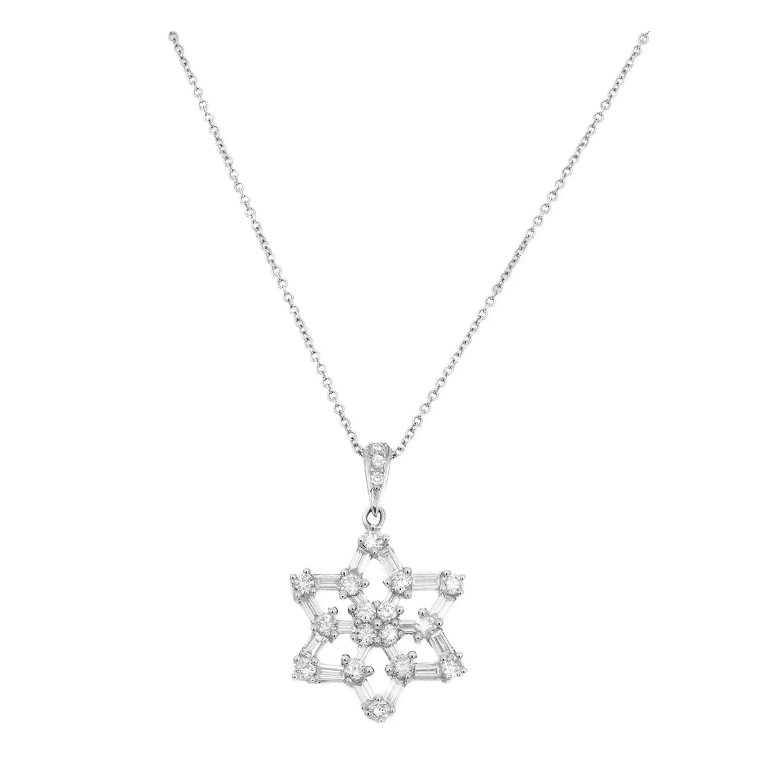 Rachel Koen 18K White Gold Floral Pendant Necklace 1.20Ctw Diamonds 16in (1 of 5)