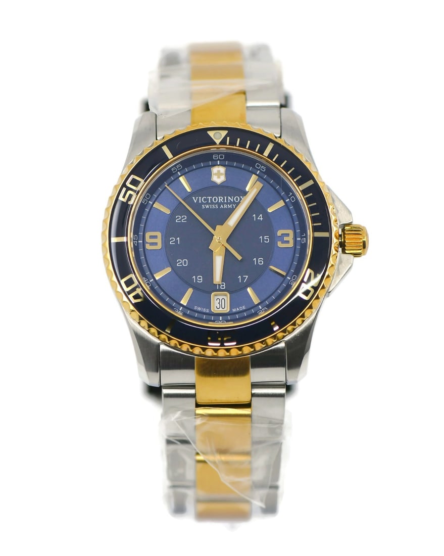 Victorinox Maverick 34mm Stainless Steel Watch 249080 Authentic with Box: Victorinox Maverick 34mm Stainless Steel Watch 249080 Authentic with Box This Victorinox Swiss Army Maverick wristwatch is a sophisticated timepiece crafted from high-quality stainless steel. The mode