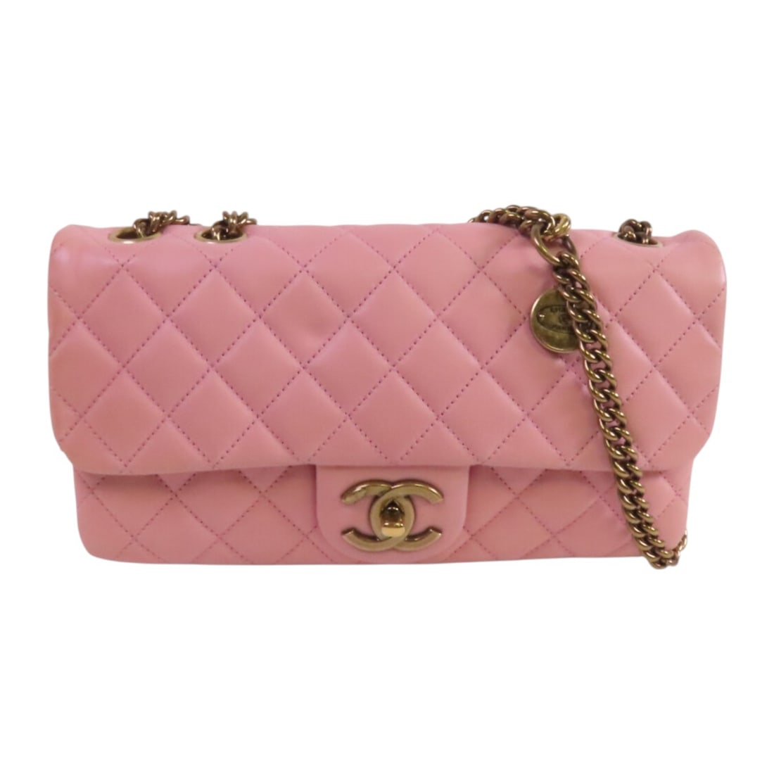 CHANEL Pink Calfskin Leather Shoulder Bag with GHW (1 of 18)