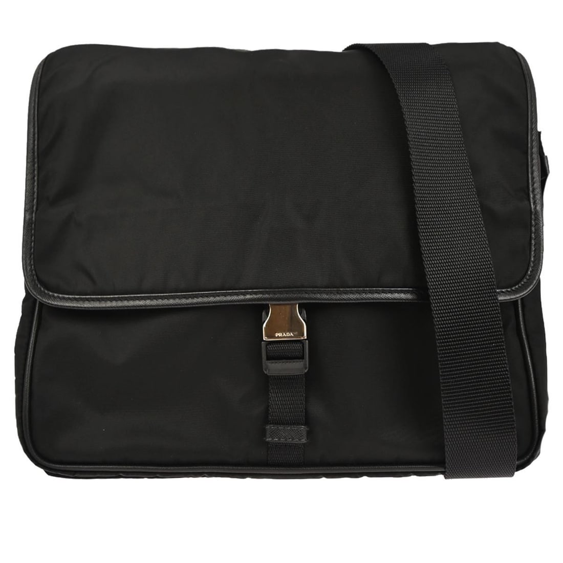 Prada Nylon and Leather Black Large Messenger Crossbody Bag V166 (1 of 11)