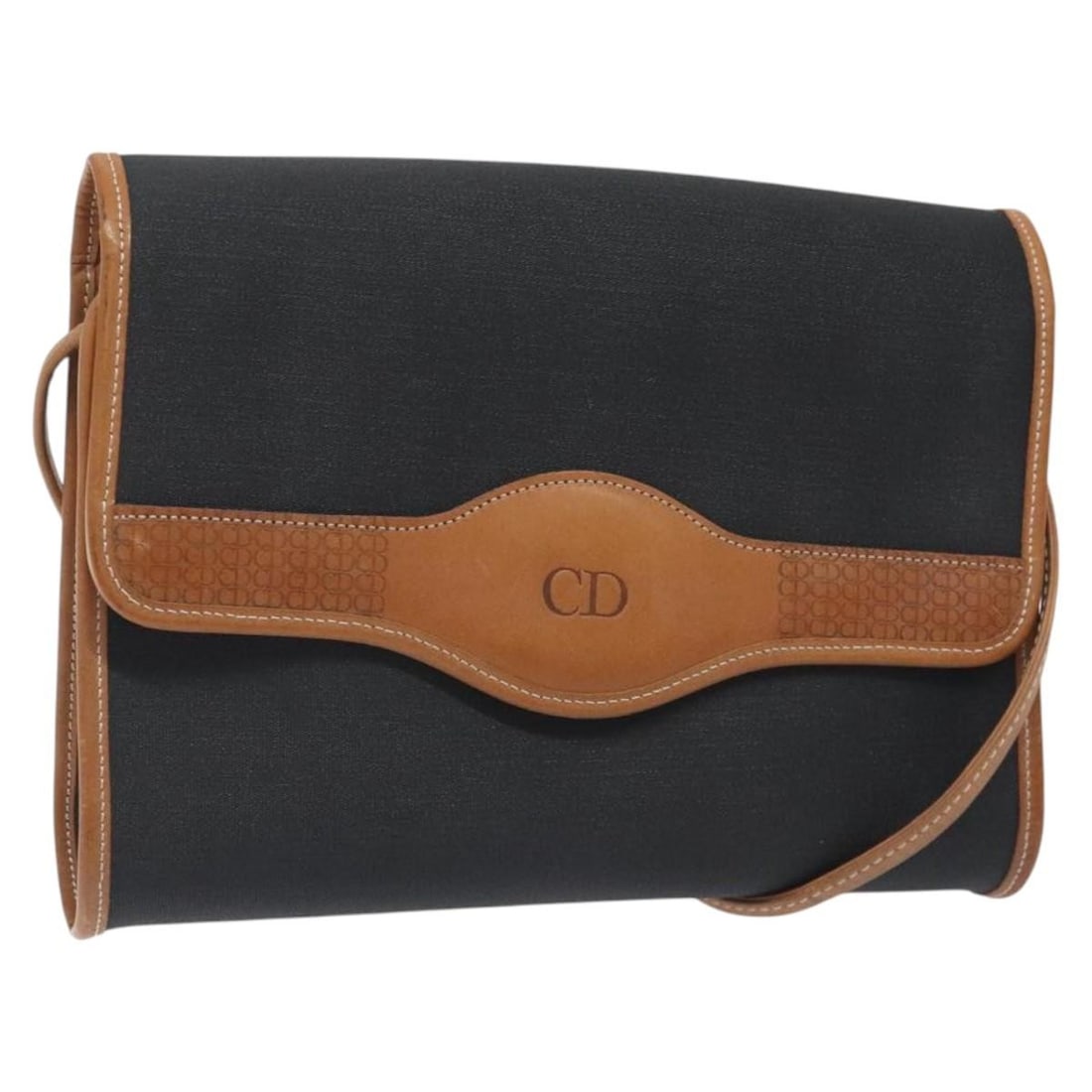 Vintage Christian Dior Black Leather Flap Shoulder Bag: Vintage Christian Dior Black Leather Flap Shoulder Bag This is a vintage Christian Dior flap crossbody bag in black, designed for female use. The shoulder bag features signs of wear including rubbing,