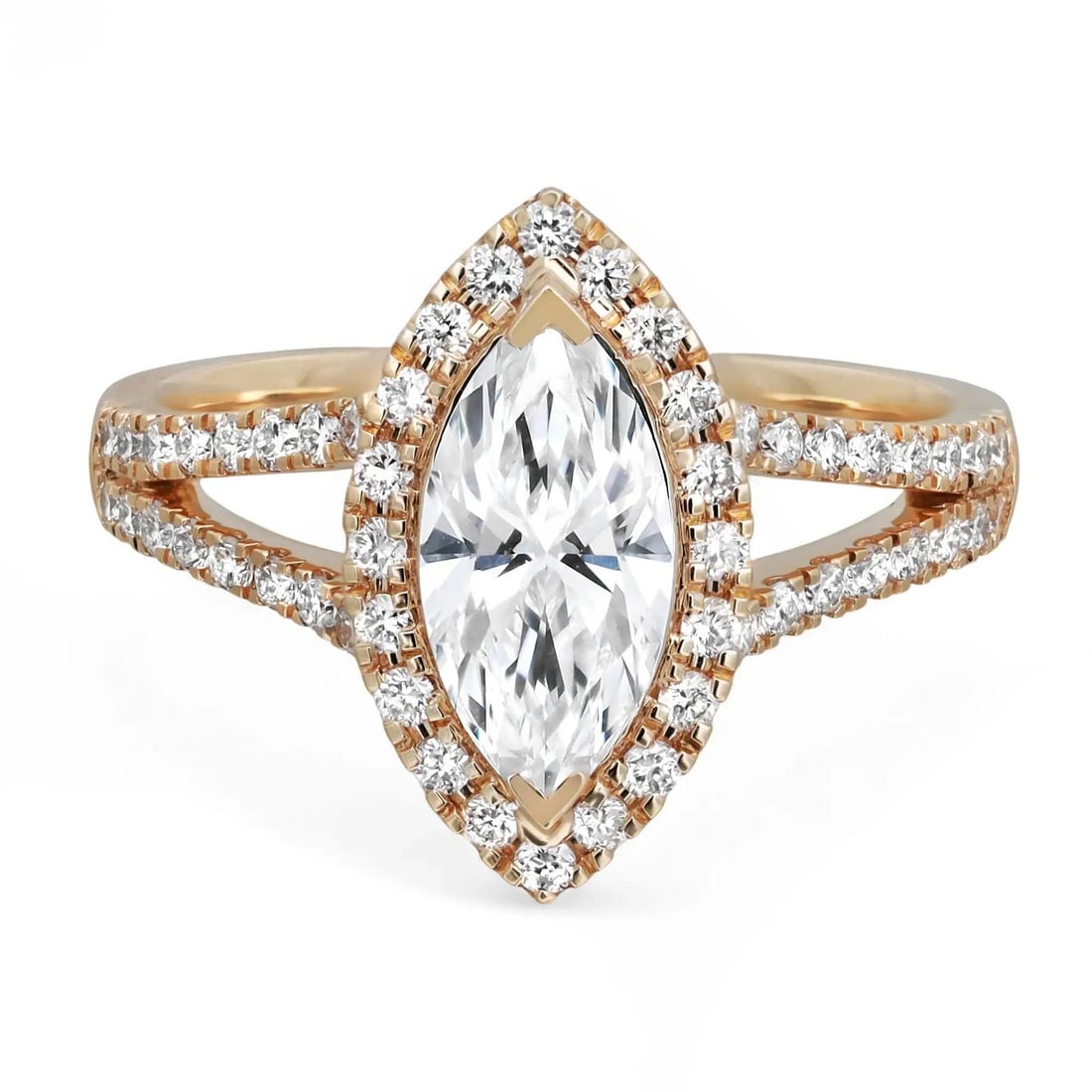 Rachel Koen 1.44Ctw GIA Certified Marquise Lab Grown Diamond Engagement Ring 14K Yellow Gold (1 of 5)