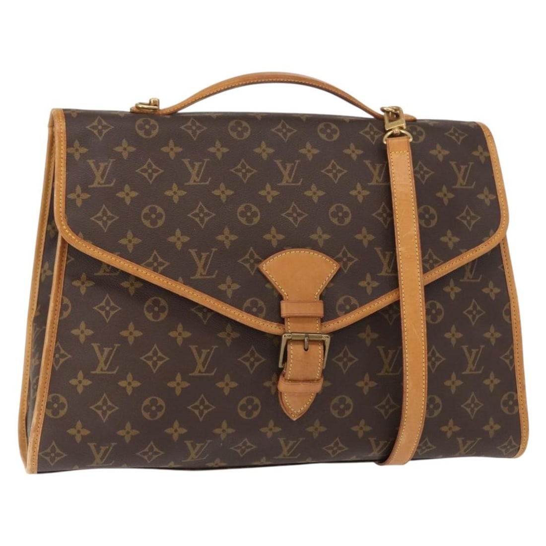 Beverly Monogram Handbag with Top Handle and Strap by Louis Vuitton: Beverly Monogram Handbag with Top Handle and Strap by Louis Vuitton This pre-owned Louis Vuitton Monogram Beverly handbag features the iconic brown monogram canvas and is designed for female use. The