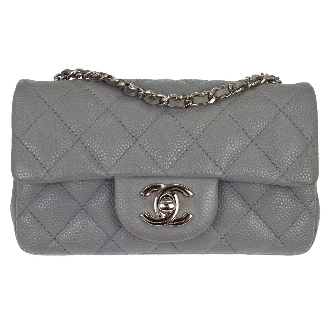 Mini Quilted Gray Calfskin Crossbody Flap Bag by Chanel (1 of 9)