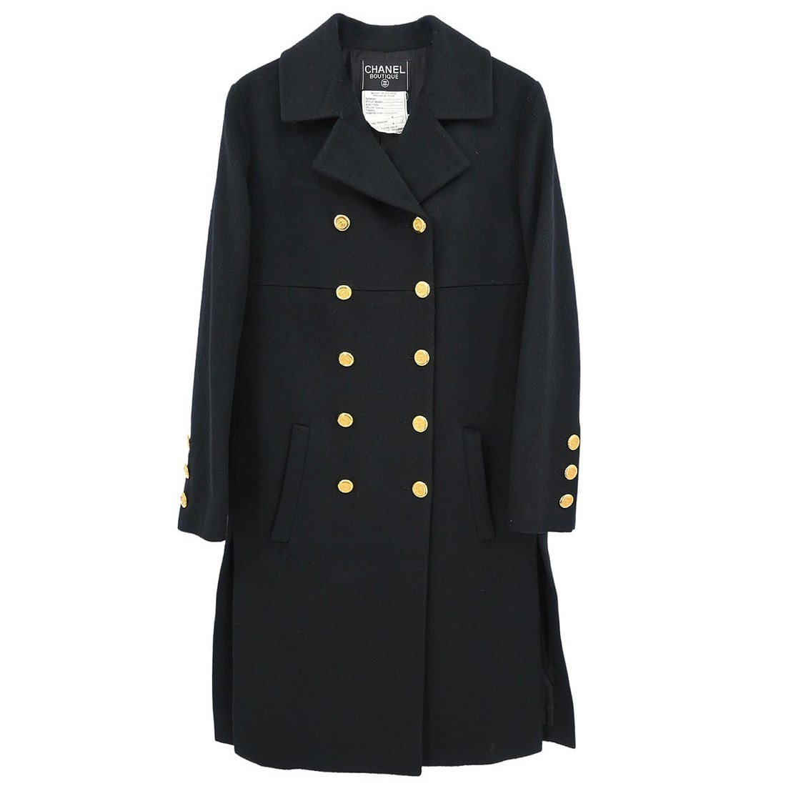 Chanel Vintage Black Wool Overcoat Size 34 (1 of 11)