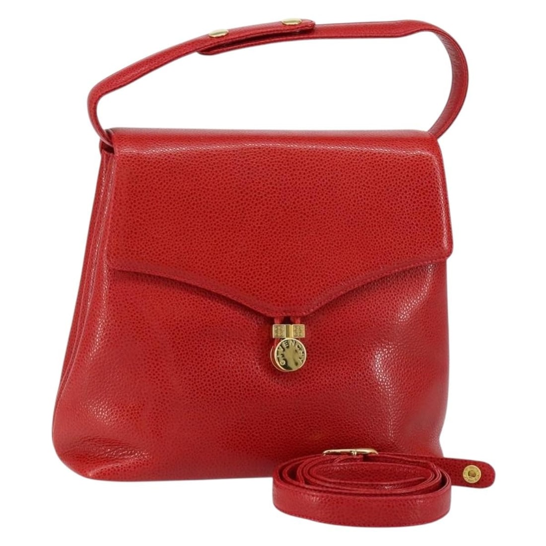 GIVENCHY Red Gold Leather Shoulder Bag 2way Auth AM9399 (1 of 18)