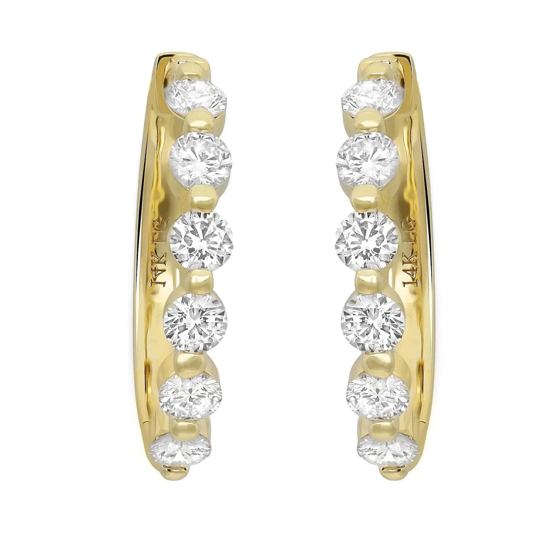 Rachel Koen 1.06Cttw Lab Grown Diamond Huggie Earrings 14K Yellow Gold: Rachel Koen 1.06Cttw Lab Grown Diamond Huggie Earrings 14K Yellow Gold These exquisite Prong Set Round Cut Lab Grown Diamond Huggie Earrings are designed for a modern and sleek look, making them a per