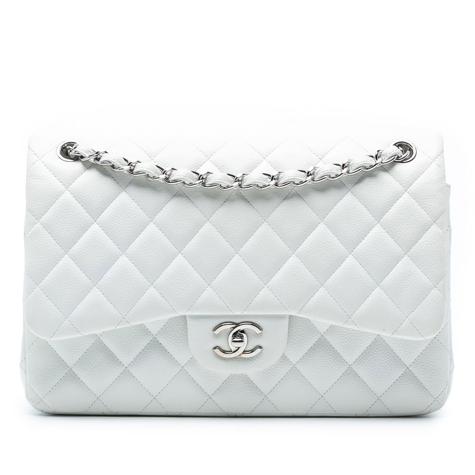 Chanel Jumbo Classic Caviar Double Flap White Leather Shoulder Bag (1 of 7)