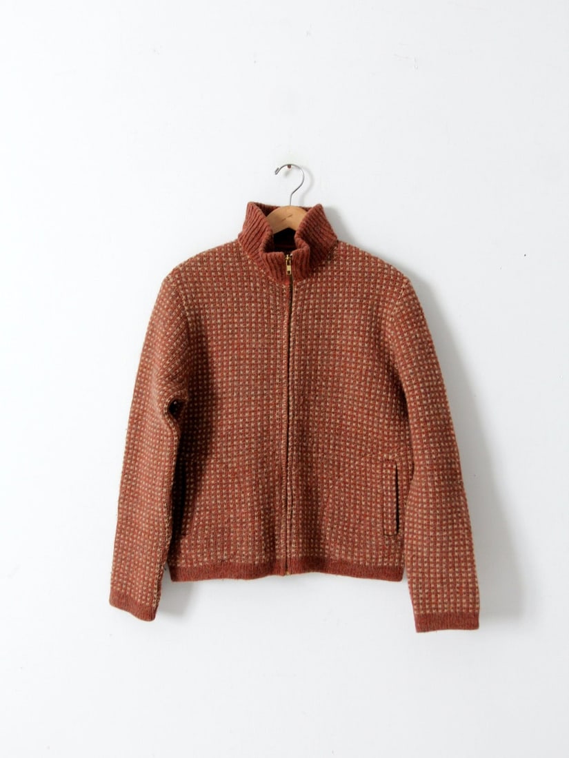 Vintage Pendleton Wool Cardigan Rust Red Zip-Up Sweater (1 of 7)
