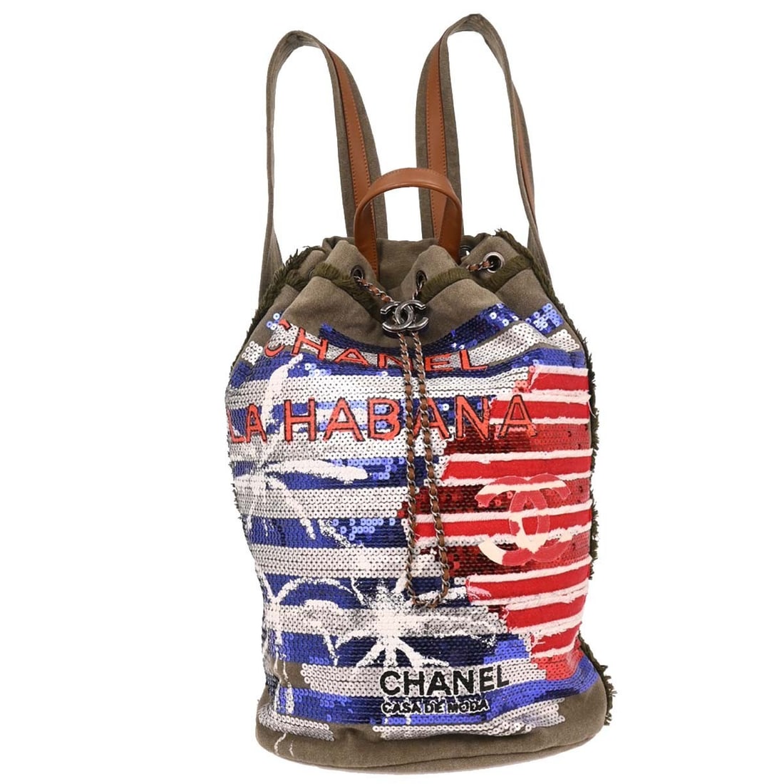 Chanel Gray Canvas Sequins Paris-Cuba Backpack (1 of 10)