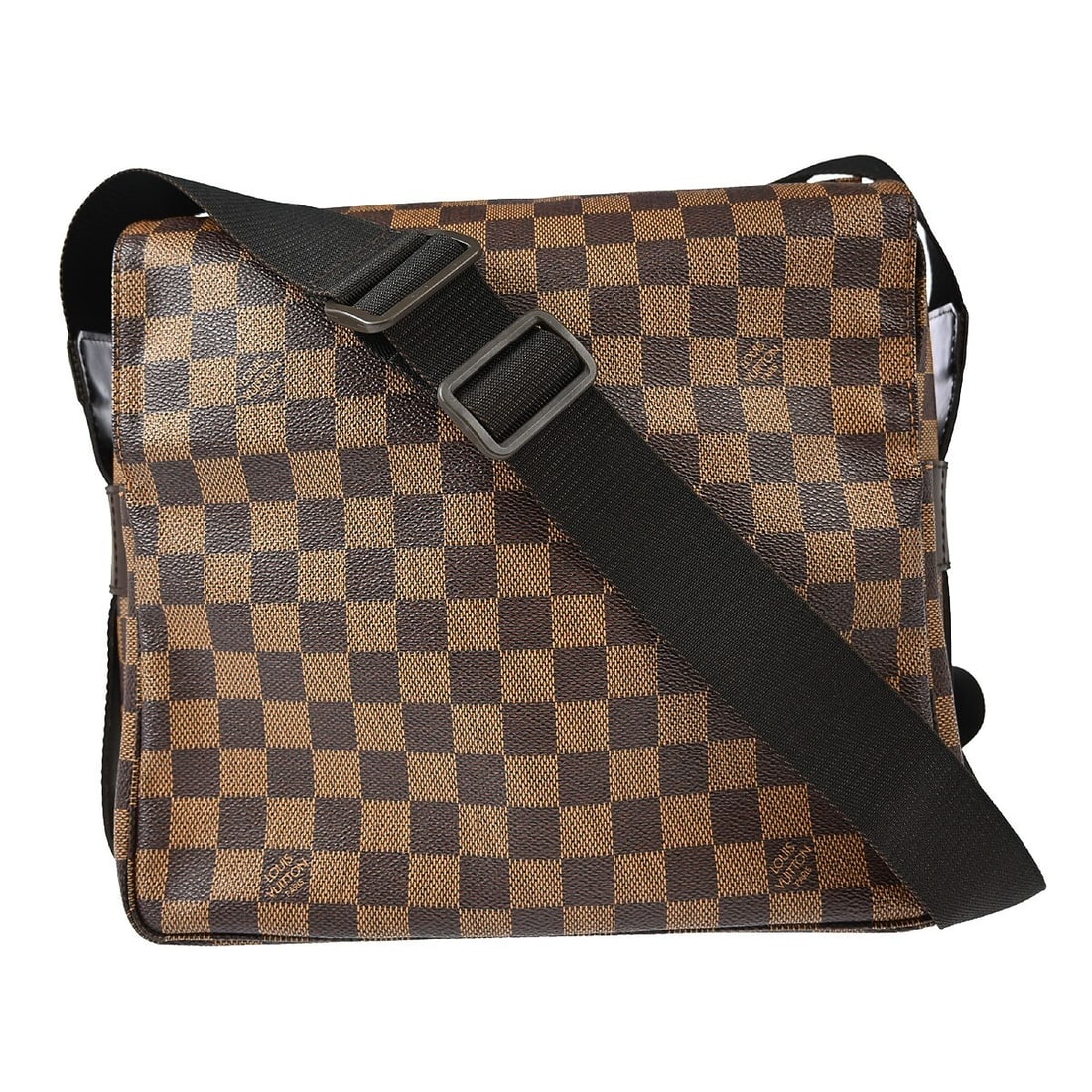 Louis Vuitton Naviglio Damier Canvas Shoulder Bag N45255 Brown France: Louis Vuitton Naviglio Damier Canvas Shoulder Bag N45255 Brown France This Louis Vuitton Damier Naviglio shoulder bag features a classic brown check canvas exterior with logo accents and a flap magnet