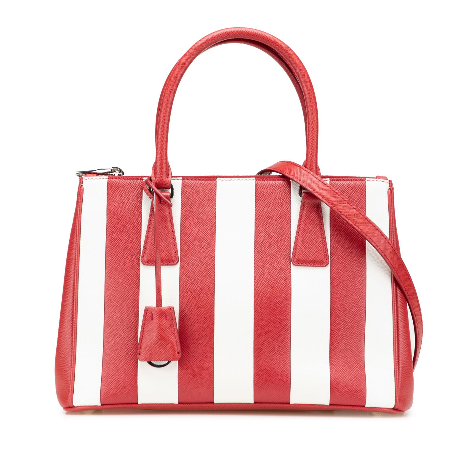 Prada Small Bicolor Saffiano Galleria Satchel Red Leather Bag (1 of 12)